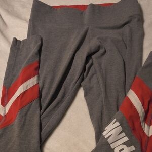 PINK Victoria's Secret Gray and Red Leggings